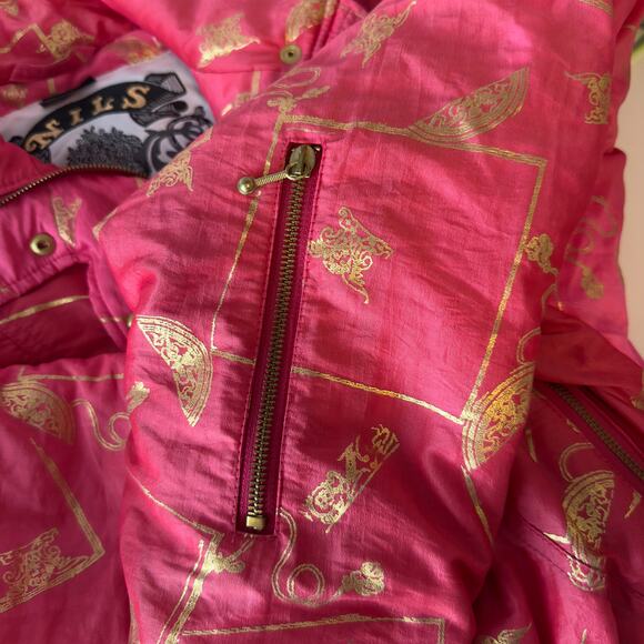 Vintage Nils Skiwear Women’s Winter Ski Coat Size 10 Pink Gold Full Zip - Picture 10 of 13